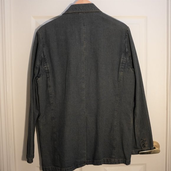 Kenneth Cole Men's Notch Lapel 2 Button Single Breasted Denim Jacket Gray Small - Picture 3 of 4